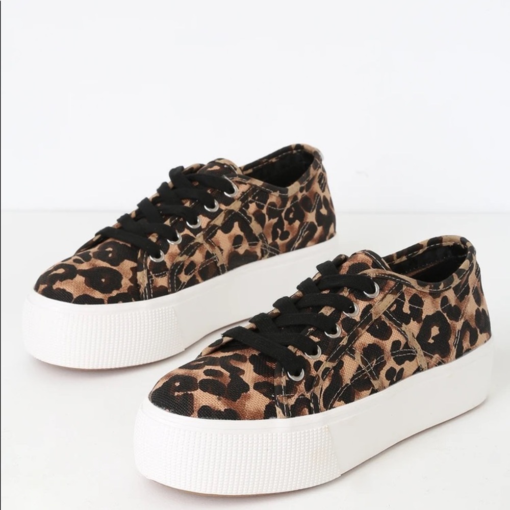 Steve Madden Leopard Print Platform Sneakers in Brown and Black